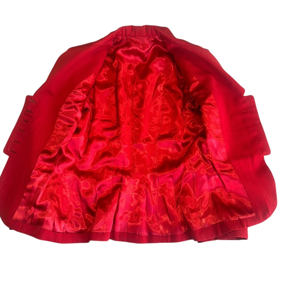 Bold Red Button Front Blazer‎ Women's Tailored Jacket Career Formal Occasion - Picture 4 of 5